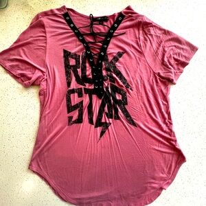#GAL Boss Rock Star Pink Lace-Up Women's Top